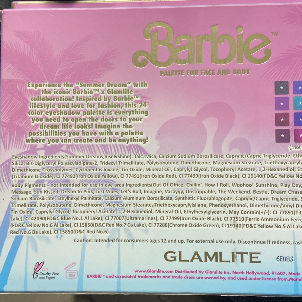 Barbie X Glamlite Eyeshadow Palette 💕 Brand New - Picture 6 of 8